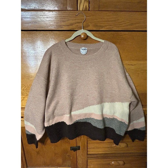 ARULA Sweaters - Arula Colorblock Landscape Knit Sweater Boho Southwestern Cottagecore 90s Vtg